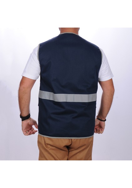 Işçi Çok Cepli Reflektörlü Alet Yeleği Lacivert