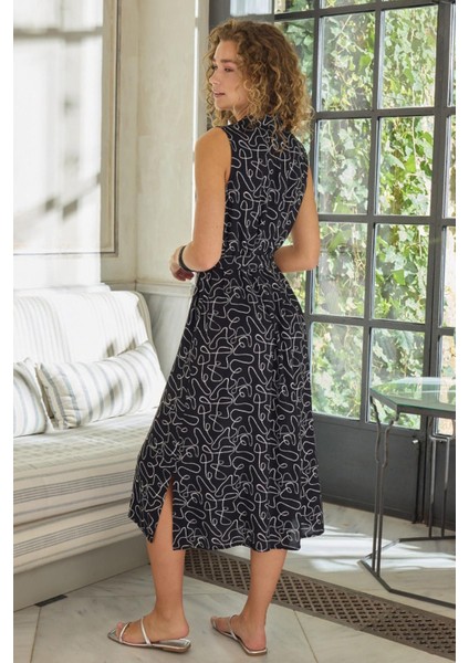 Kadın Sıfır Kol Siyah Uzun Elbise C4T8N0O12 fırsatları