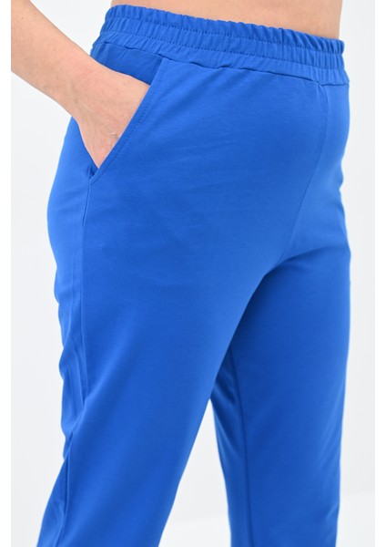 Kadın Yüksek Bel Eşofman Takımı Büyük Beden 42-50 Pamuklu Mavi Renk 8095-24 fırsatları