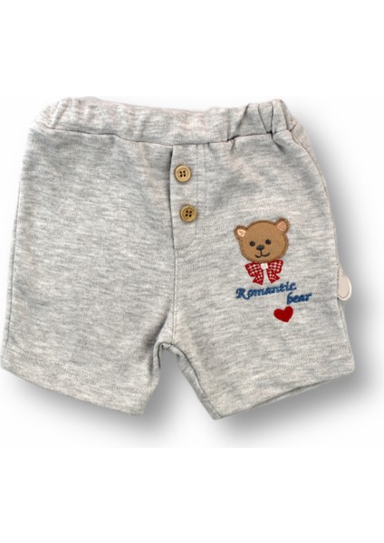 3-6 6-9 9-12 12-18 Ay Romantik Ayıcık Nakışlı Bandajlı Kısa Kollu Zıbınlı 3lü Kız-Erkek Bebek Takımı modelleri