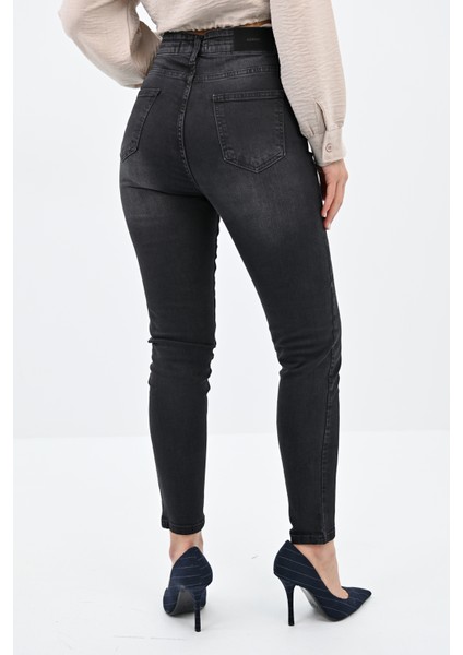Kadın Yüksek Bel Füme Jean Pantolon 6189-23 fiyatları