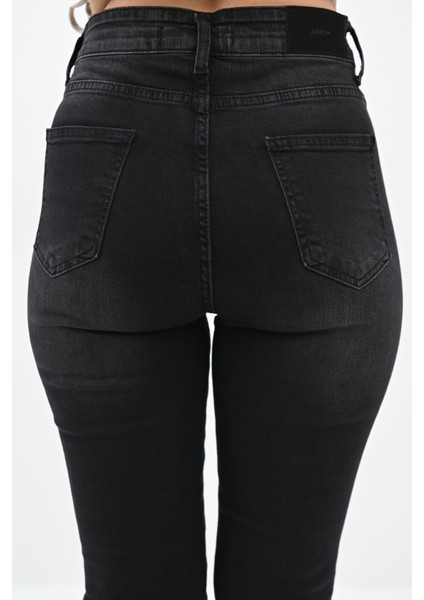 Kadın Yüksek Bel Füme Jean Pantolon 6189-23 modelleri