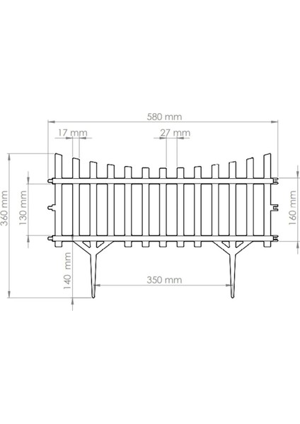 10 Adetyeni Tasarım Mini Bahçe Çiti Dekoratif Esnek Plastik Çit Peyzaj Koruma Panel Çit 58-36 cm