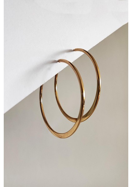 Paslanmaz Çelik Yassı Halka Küpe Altın Kaplama