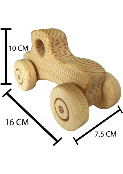 Ozzani Wood Ahşap Oyuncak Araba Masif Mentessori Bebek Çocuk