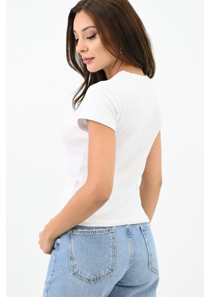 Kadın Kısa Kollu Basic T-Shirt 1775-25 indirimleri