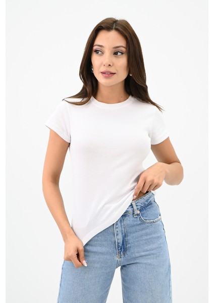 Kadın Kısa Kollu Basic T-Shirt 1775-25