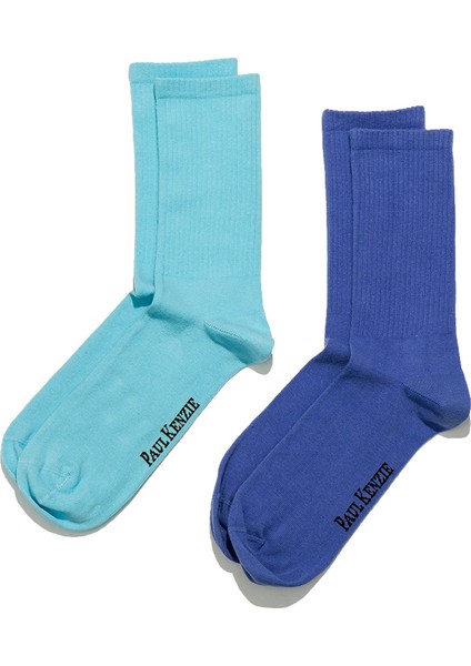 2'li Nakış Logolu Unisex Çorap - Eco Characters - Ocean