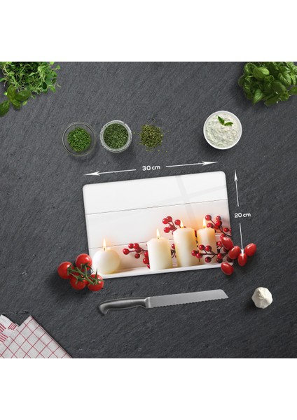 Beyaz Mum Desen | Cam Kesme Tahtası - Cam Kesme Tablası | 20cm x 30cm fiyatları