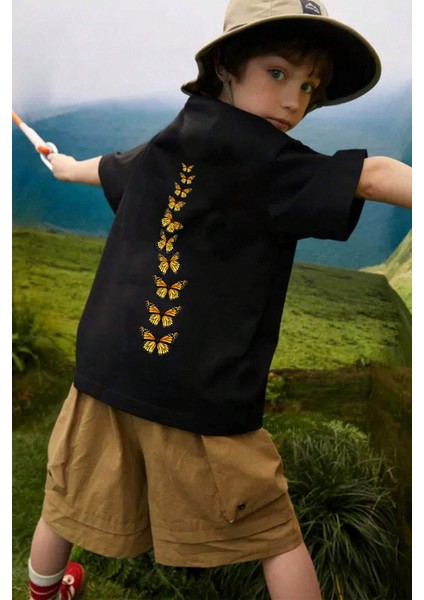 Only Trendwear Çocuk Kral Kelebek Baskılı Pamuklu Tshirt