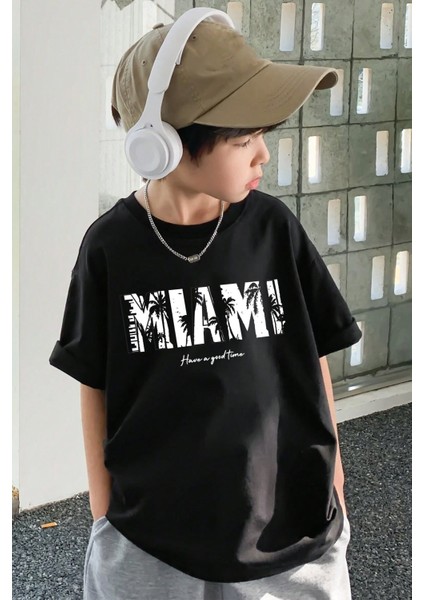 Only Trendwear Çocuk Miami Baskılı Pamuklu Tshirt
