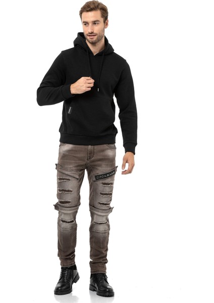 Cipo & Baxx CL557 Basic Erkek Kapişonlu Sweatshirt