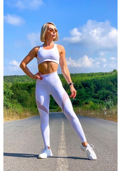 Yeni Sezon Tül Detaylı Ekstra Yüksek Bel Siyah Spor Tayt fiyatları