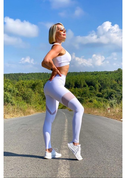 Yeni Sezon Tül Detaylı Ekstra Yüksek Bel Siyah Spor Tayt fırsatları