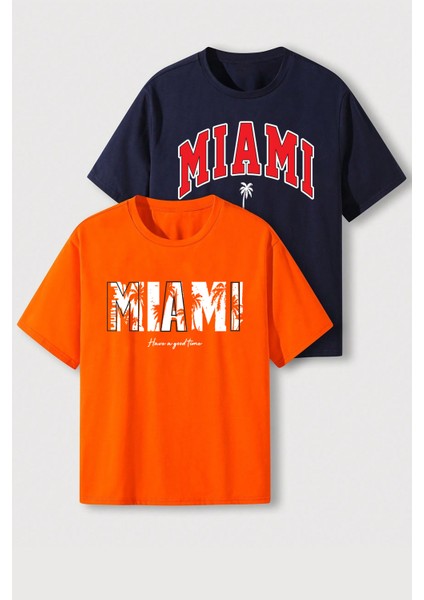 Only Trend Wear Miami Baskılı Oversize 2'li T-Shirt