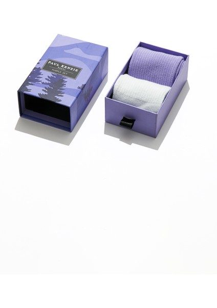 2'li Nakış Logolu Unisex Çorap - Eco Characters - Purple Sky