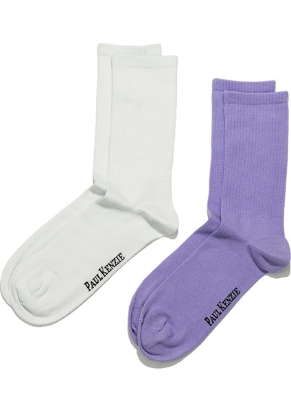 2'li Nakış Logolu Unisex Çorap - Eco Characters - Purple Sky