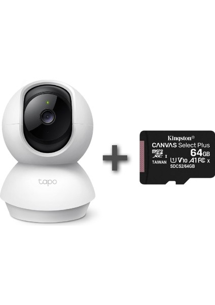 Tp-Lınk Tapo C200 Full Hd 1080P Gece Görüşlü Wi-Fi Kamera + Kingston Canvas Select Plus 64GB Microsd