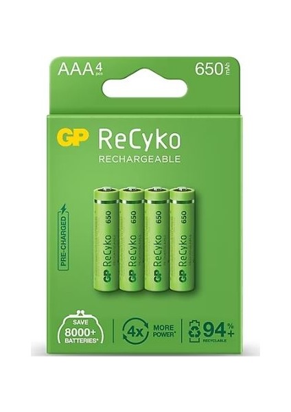 650 Mah R03 Aaa 4'lü Ince Kalem Pil Şarj Edilebilir Pil