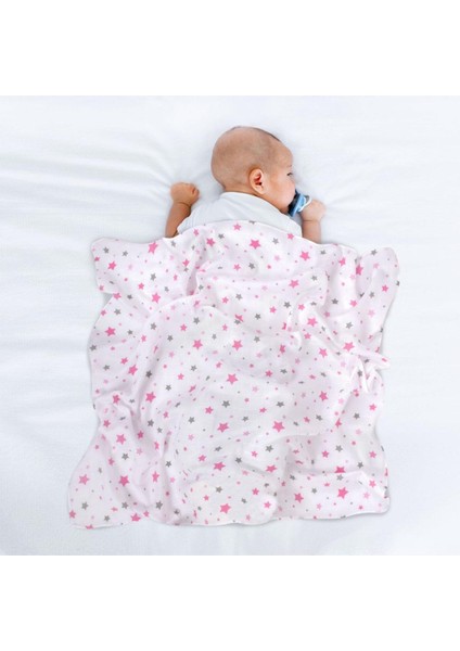 Unisex Bebek Battaniyesi Pembe Muslin 100X100 cm