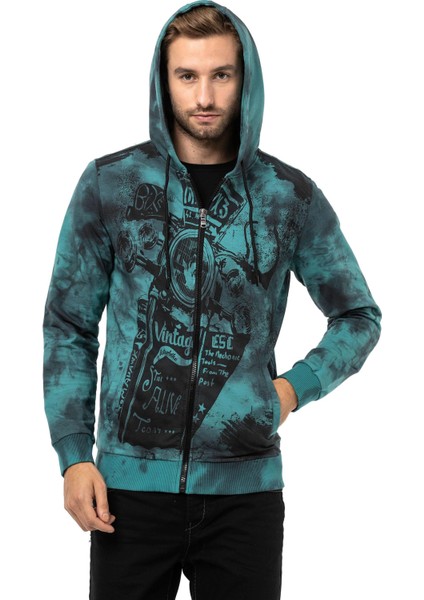 CL561 Motocu Casual Fermuarlı Erkek Sweatshirt