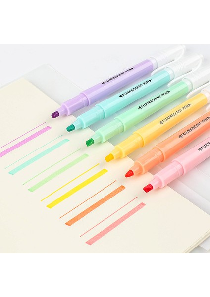 6 Renk Stili Et Çift Kafa Floresan Vurgulayıcı Kalem Işaretleyiciler Pastel Cetvel Kalemi Öğrenci Okul Ofis Malzemeleri Için Sevimli Kırtasiye (Yurt Dışından)