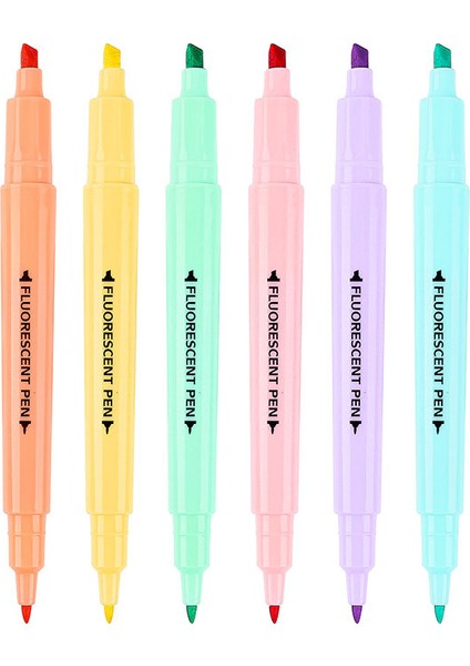6 Renk Stili Et Çift Kafa Floresan Vurgulayıcı Kalem Işaretleyiciler Pastel Cetvel Kalemi Öğrenci Okul Ofis Malzemeleri Için Sevimli Kırtasiye (Yurt Dışından)