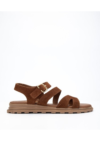 Cize Kadın Tütün Süet Hakiki Deri Sandalet 1031 167 Bn Sndlt Y24