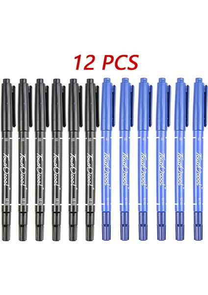 Karışık-12 Adet-1 Tarzı Çift Başlı Işaretleyici Kalem Siyah Yağlı Kanca Hattı Kalem Ekspres Işaretleyici Kalem Çizim Kanca Hattı Okul Kırtasiye Ofis Malzemeleri (Yurt Dışından)