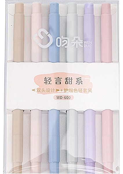 OSS23523YGB1 Stili 6colorsset Çok Renkler Midliner Pastel Fosforlu Seti Çift Uçlu Fosforlu Şeker Renk Işaretleme Kalemi Kırtasiye Çizim (Yurt Dışından)