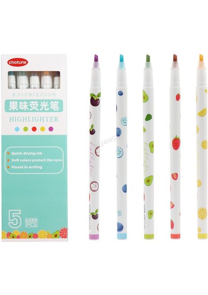 Meyveli Tarz Haile Kawaii Meyveli Fosforlu Kalemler Renkli Manga Işaretleyiciler Seti Scrapbooking Boyama Boyama Okul Malzemeleri Kırtasiye (Yurt Dışından)