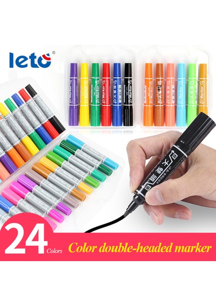 PURPLE10PCS Tarzı Renkler Büyük Çift Başlı Renkli Yağ Bazlı Kalem Ofis Okul Kırtasiye Malzemeleri Için Kalıcı Parlak Su Geçirmez (Yurt Dışından)