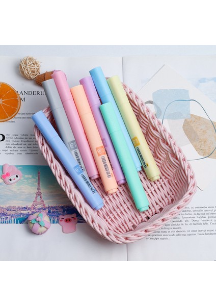 8 Adet Tarzı Et Macaron Serisi Kawaii Yaratıcı Floresan Kalem Fosforlu Kalem Şeker Renkli Çizim Işaretleyiciler Kalem Öğrenci Kırtasiye (Yurt Dışından)