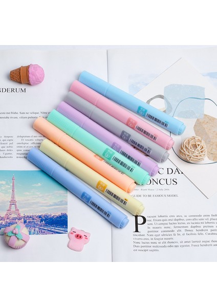 8 Adet Tarzı Et Macaron Serisi Kawaii Yaratıcı Floresan Kalem Fosforlu Kalem Şeker Renkli Çizim Işaretleyiciler Kalem Öğrenci Kırtasiye (Yurt Dışından)