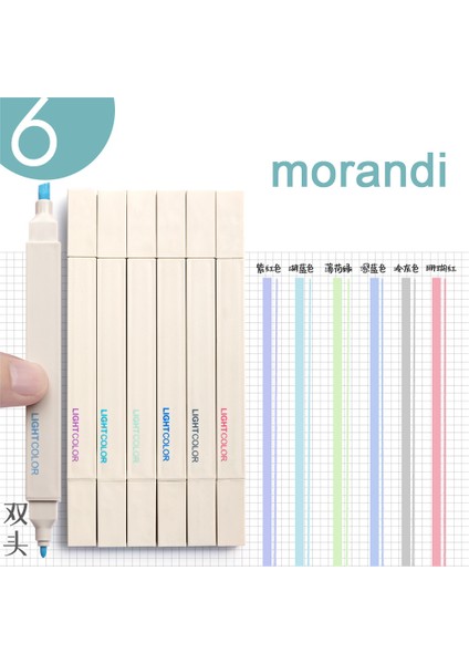 Q028-MORANDI Tarzı Et Fosforlu Kalem Seti Kawaii Kalın Büyük Kapasiteli Morandi Renk Nötr Kalem Öğrenci Manga Işaretleme Kalemleri Kırtasiye (Yurt Dışından)