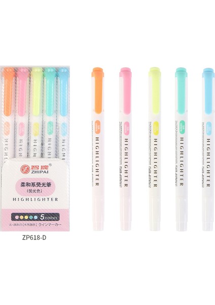 B Tarzı 5 Colorsbox Çift Başlı Fosforlu Kalem Seti Floresan Işaretleyiciler Fosforlu Kalemler Sanat Marker Japon Sevimli Kawaii Kırtasiye (Yurt Dışından)