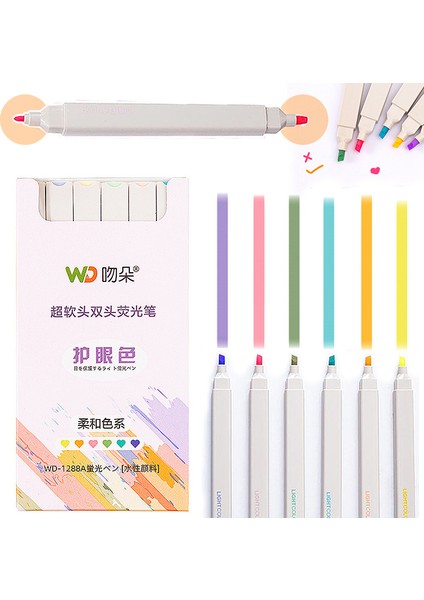 Balık-6pcs Tarzı Renkli Fosforlu Kalem Seti Çift Kafa Işaretleyiciler Çocuklar Için Kawaii Pastel Kalem Kırtasiye Estetik Ofis Okul Malzemeleri (Yurt Dışından)