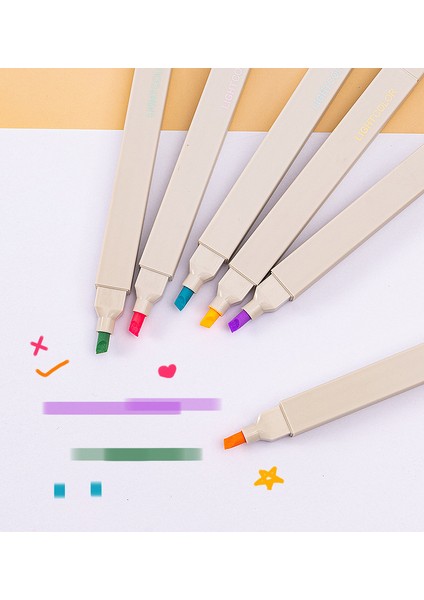Balık-6pcs Tarzı Renkli Fosforlu Kalem Seti Çift Kafa Işaretleyiciler Çocuklar Için Kawaii Pastel Kalem Kırtasiye Estetik Ofis Okul Malzemeleri (Yurt Dışından)