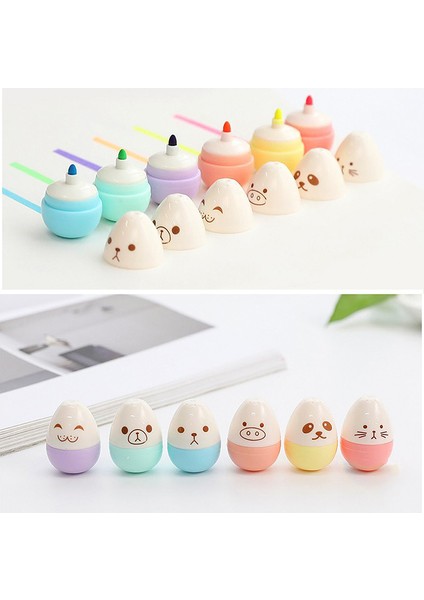 Yumurta-6pcs Tarzı Renkli Fosforlu Kalem Seti Çift Kafa Işaretleyiciler Çocuklar Için Kawaii Pastel Kalem Kırtasiye Estetik Ofis Okul Malzemeleri (Yurt Dışından)