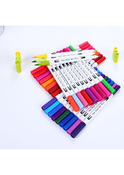 04350-72B Tarzı Renkler Fineliner Resim Işaretleme Kalemleri Çift Uçlu Manga Çizim Boyama Suluboya Fırçası Kalem Okul Malzemeleri Işaretleyiciler (Yurt Dışından)