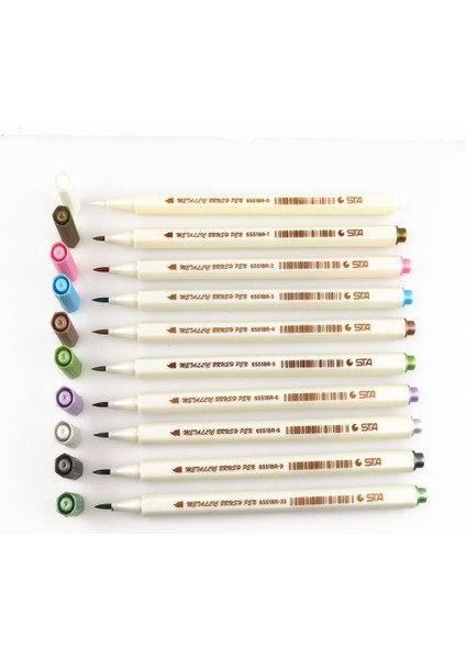 Altın Tarzı Sta Fırça 10 Renk Lot Işaretleyici Kalem Scrapbooking El Sanatları Yumuşak Fırça Kalem Resim Kalemi Kalem Kırtasiye Okul Malzemeleri (Yurt Dışından)