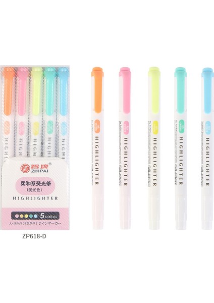 C Tarzı 5 Colorsbox Çift Başlı Fosforlu Kalem Seti Floresan Işaretleyiciler Fosforlu Kalemler Sanat Marker Japon Sevimli Kawaii Kırtasiye (Yurt Dışından)