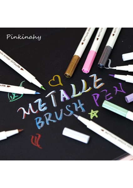 Sta-2 Stili Sta 10 Renkler Lot Metalik Işaretleyici Kalem Dıy Scrapbooking El Sanatları Yumuşak Fırça Kalem Sanat Işaretleyici Kalem Kırtasiye Okul Malzemeleri Için (Yurt Dışından)