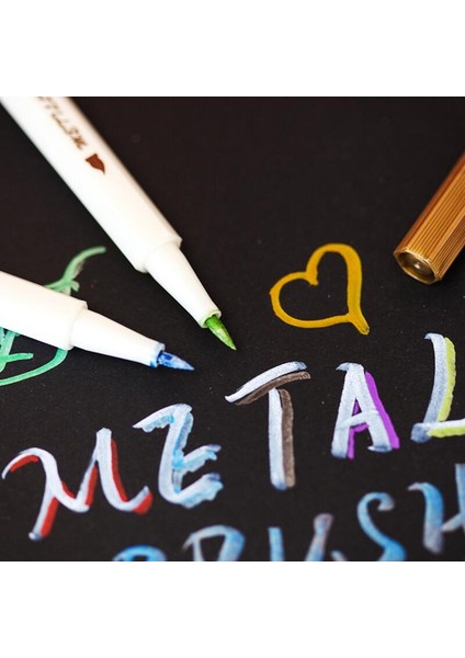 Sta-2 Stili Sta 10 Renkler Lot Metalik Işaretleyici Kalem Dıy Scrapbooking El Sanatları Yumuşak Fırça Kalem Sanat Işaretleyici Kalem Kırtasiye Okul Malzemeleri Için (Yurt Dışından)