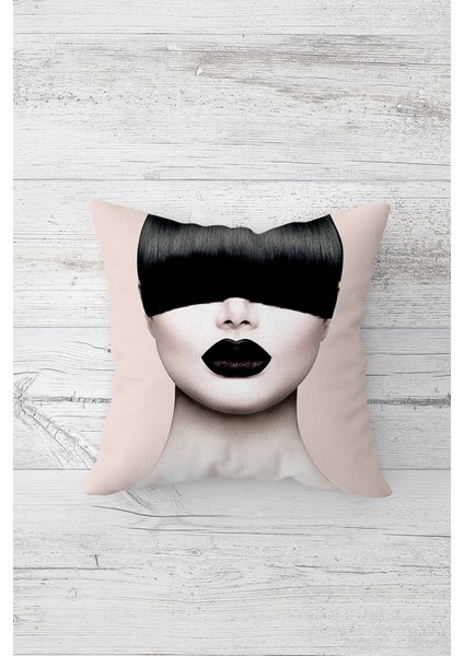 Ruj Temalı Çift Tarafı Baskılı Gizli Fermuarlı Yastık Kılıfı Kırlent Koltuk Yastık Kılıfı