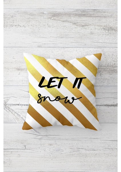 Let It Snow Çift Tarafı Baskılı Gizli Fermuarlı Yastık Kılıfı Kırlent Koltuk Yastık Kılıfı