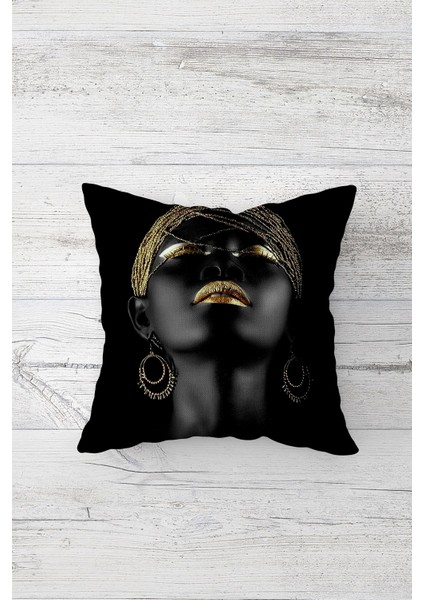 Afrikalı Kadın Etnik Çift Tarafı Baskılı Gizli Fermuarlı Yastık Kılıfı Kırlent Koltuk Yastık Kılıfı