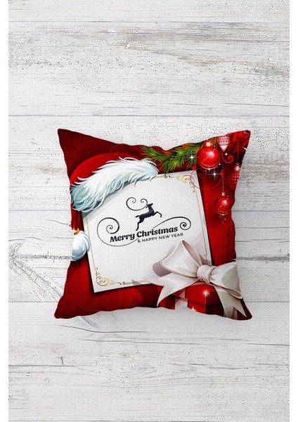 Yılbaşı Tema Süs Desenli Çift Tarafı Baskı Gizli Fermuar Yastık Kılıfı Kırlent Koltuk Yastık Kılıfı