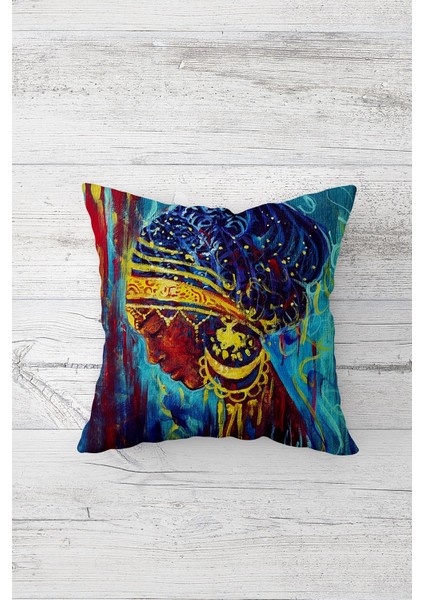 Hintli Kadın Çift Tarafı Baskılı Gizli Fermuarlı Yastık Kılıfı Kırlent Koltuk Yastık Kılıfı