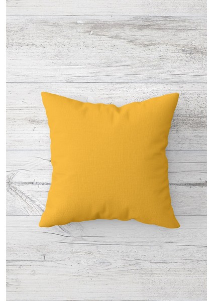 Düz Renk Hardal Sarısı Çift Tarafı Baskılı Gizli Fermuarlı Yastık Kılıfı Kırlent Yastık Kılıfı